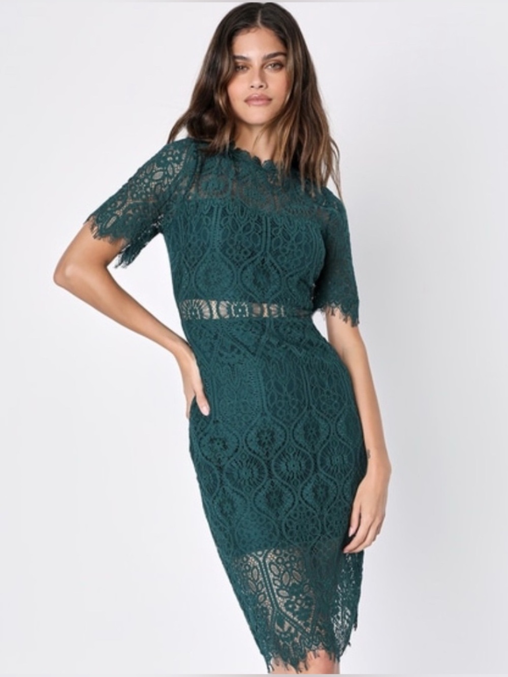 Lulu’s Remarkable Forest Green Lace Dress Size Small New With Tags